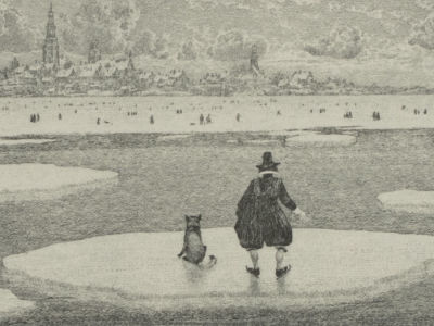 [Филигранная техника] Калинович К. Goodbye. Avercamp II. Офорт. Размер изображения 6,5х13,5 см. 