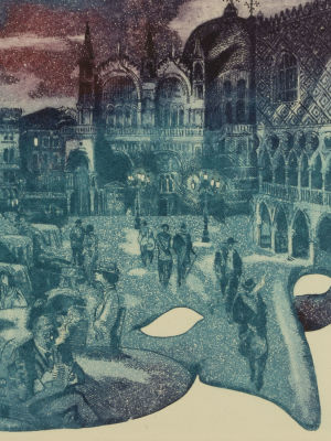 Аврамова К. Маска № III. Fondomenta dei Preti. 2020. Офорт. Размер изображения 11,5х15 см. Разме 