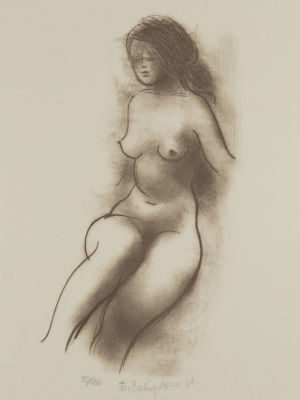 Забирохин Б. Обнаженная. 2019. Литография. Размер изображения 31х18 см. Размер листа 45х30 см. 