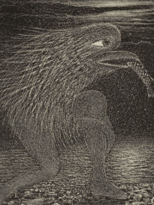 Забирохин Б. Оборотень. 2019. Литография. Размер изображения 23,5х20 см. Размер листа 39х30,5 