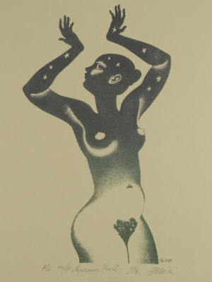 Кабанин А. Сто лет одиночества. Ремедиос. Ночь. 2012. Литография. Размер изображения 34х19 см. 