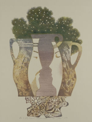 Кабанин А. Кувшин. Молодое вино. 2013. Литография. Размер изображения 39х25 см. Размер листа 