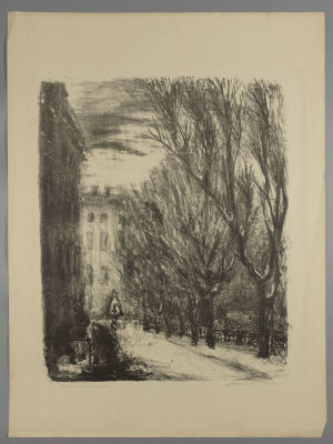 Каплан А. Ремонт канализации. 1949-1950 гг. Литография. Размер изображения 45х36 см. Размер 