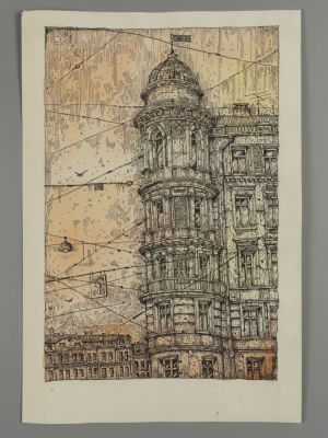 Кобяк А. Санкт-Петербургский пейзаж. 2017. Бумага, тушь, акварель. Размер 29х20 см. Хорошее 