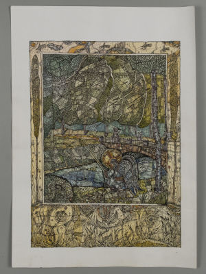 Кобяк А. Царское село. Александровский парк, Прогулка. 2013. Бумага, тушь, акварель. Размер 29 