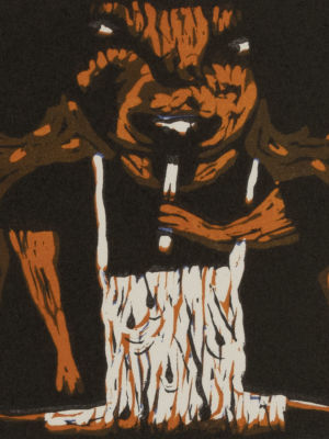 Штапаков Ю. Девочка с мороженым. Линогравюра. Размер изображения 11х10 см. Размер листа 28,7х20 