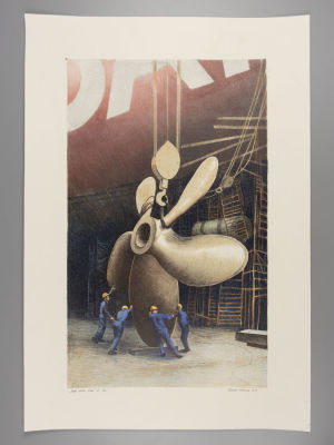 Квитко Ж. Ноев Ковчег. Винт. 2018. Цветная литография. Размер изображения 48х29 см. Размер 