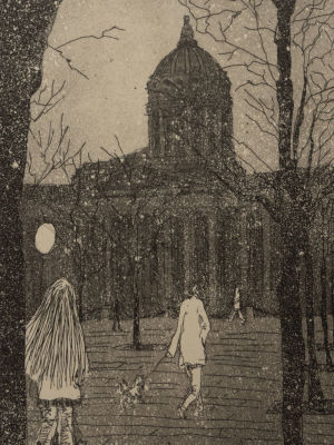 Сердюкова Н. Сумерки. 2014. Офорт. Размер изображения 15х10 см. Размер листа 21х16,5 см. 