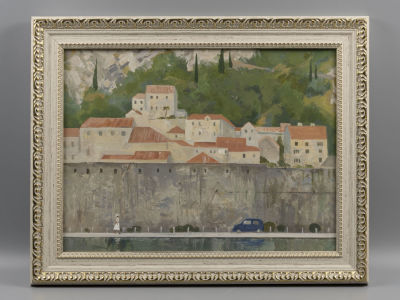 Васильева О. Вид на стены Катора. 2019. Холст на картоне, темпера. Размер по раме 38х48 см. Хоро 