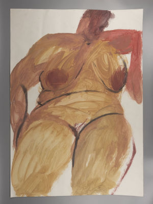 Хабарова Н. Рыжая баба. 2019. Бумага, акрил. Размер листа 86х61 см. Края потрёпаны, заломы. 