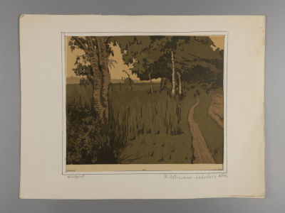 Остроумова-Лебедева. Дорожка. Цветная литография. 1900. Лист из альбома. Размер изображения 