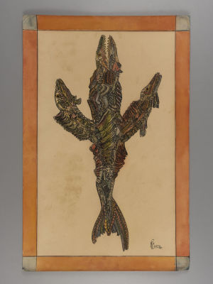 Катасинович А. Троевластие. 1928. Бумага, акварель, тушь. Размер 38х24,5 см. Края потрепаны 