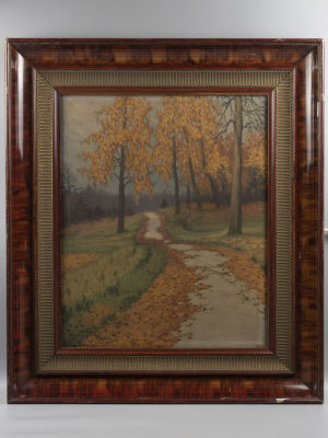 Старинная рама с пейзажной литографией Дизарио. Петроград. Начало XX в. Размер 71,5х62 см. На 