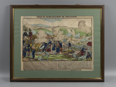 Литография. Крымская война 1854 года. Обстрел французской артиллерией русских позиций в 