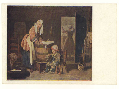 Блокада. Худ. Ж. С. Шарден. Прачка. Гдалин 722. 4472 "Искусство" №2786. Ленинград 1944 г. 