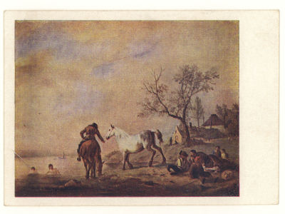 Блокада. Худ. Филипс Воуверман. Купанье. Гдалин 833. 4475 "Искусство" №2861. Ленинград 1945 г. 