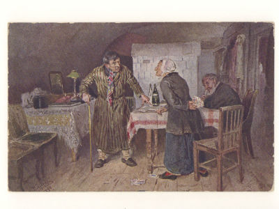 Худ. В. Е. Маковский. Ссора из-за карт. Цветная открытка. Начало ХХ в. 4521 Издание художников 