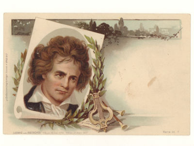 Л. Бетховен. Живописный портрет. Цветная открытка. Начало ХХ в. 4527 Lith. Druck u. Verlag 