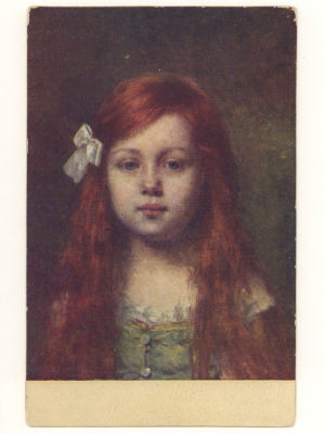 Худ. А. Харламов. Портрет девочки. Цветная открытка. Начало ХХ в. 4556 Изд. худ. лит. И. С. 