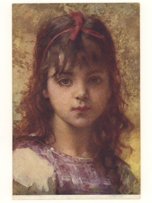 Худ. А. А. Харламов. Головка девочки. Цветная открытка. Начало ХХ в. 4558 Издание художников А. 