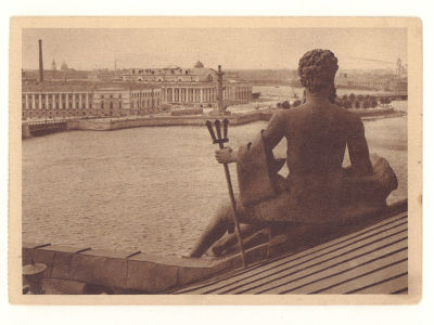 Ленинград. №32. Вид на Биржу с крыши Дворца Искусств. Довоенная отрывная открытка. 4618 Хро-Гиз 