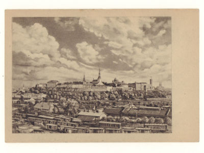 Эстония. Таллин. Общий вид на Соборную гору. Довоенная открытка. 4662 112. Размеры 9,4х13,7 см. 