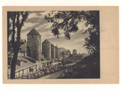 Эстония. Таллин. Старинная крепостная стена. Довоенная открытка. 4664 137. Размеры 9,3х13,8 см. 