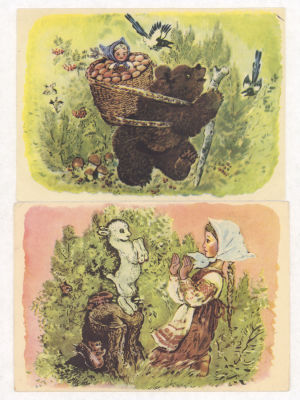 Худ. Е.И.Чарушин. "Машенка", "Аленушка". Народные сказки. Живопись. Набор из 2-х цветная 