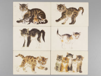 Худ. В.Лебедев. Котята. Живопись. Набор из 6-ти немаркированных открыток. 2401 Издательство 