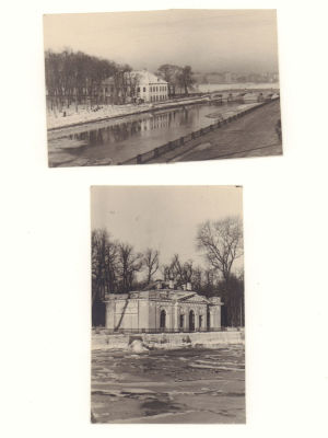 [Архив Н.Е. Лансере] Домик Петра I и Кофейный домик. Фонтанка Снимал архитектор Б. Голубин. Две 