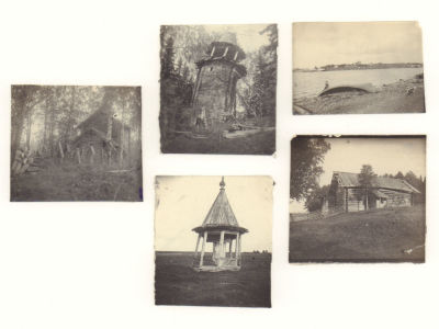 [Карелия 1927 г] Фотограф Морозов Ф.М. Рогосты, скиты, храмы, 5 мини фотографий 1927. 11. [Из 