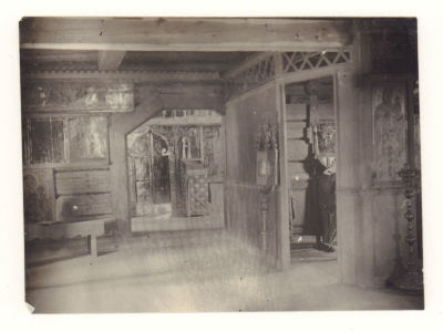 [Карелия 1927 г] Фотограф Морозов Ф.М. Храм внутри. Челмозеро Фотография 1927. 10. [Из архива 