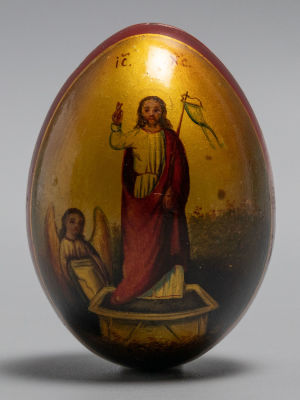 Лаковая миниатюра. Пасхальное яйцо-шкатулка. Церковь Иоанна Лествичника и колокольни Ивана 