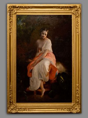 Т.Нефф "Купальщица". Н\х. Копия с картины. Холст, масло. XIX в. Размер по раме 116х170 см. Размер 