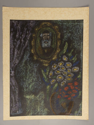 Каплан А. Букет. 1965. Бумага, пастель. Размер 40х30 см. Справа внизу подпись. Лист наклеен на 