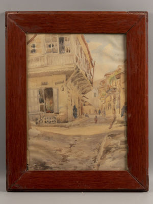 Колпаковская В. Тифлис - Улица в старом городе. 1924. Бумага, акварель. Размер изображения 33х24 см