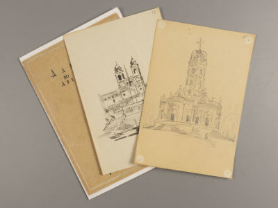 Башнин Н. Два рисунка к &laquo;Альбом по истории Архитектуры&raquo;. Церковь Тринита-деи-Монти и русская 