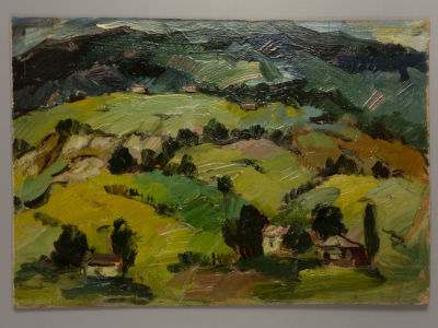 Мане-Кац И. (Mane-Katz E.) Просторы. Оргалит, масло. Размер 29,5х42,5 см. Есть загрязнения 