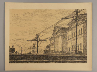 Астапов И. Академия наук. 1947. Литография. Размер изображения 16х23см. Размер листа 20,5х26 см. 