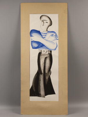 Романова В. Эскиз костюма. Матрос. Бумага, смешанная техника. Размер по паспорту 70х33 см. Есть 