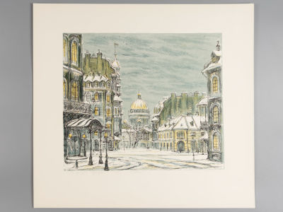 Блинов В. Санкт-Петербург. Сумерки. Цветная литография. Размер изображения 24,5х28,5 см. Размер 