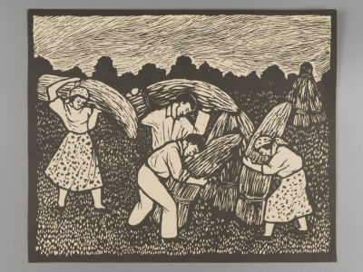 Н\х Уборка хлеба. Середина ХХ в. Офорт. Размер 31х25,5 см. Хорошее состояние.