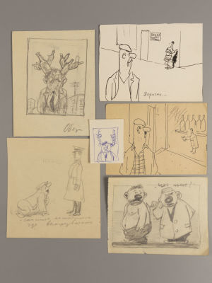 Обозненко Д. 6 набросков на тему "Вред Алкоголя". Бумага, смешанная техника. Размер каждого 