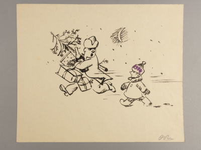 Обозненко Д. Новый 1994 Год. Бумага, тушь. Размер листа 20,5х25 см. Незначительно потрёпан. 