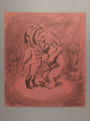 Обозненко Д. Оригинальный макет к плакату. Цирк. 1983. Бумага, акварель. Размер 39х34 см. Внизу 