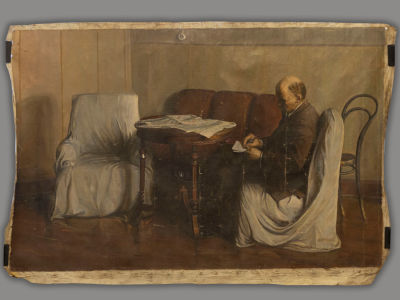 Н\х. Копия с работы И.Бродский "В. И. Ленин в Смольном" Холст, масло. Размер 142х98 см. Следы 