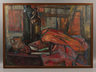 Ган Т. В мастерской. Конец 1950-х гг. Картон, темпера. Размер 50х70 см. Хорошее состояние. 
Ган 