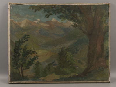 Бурковский Н. Красная Поляна, р-н Сочи. 1936. Холст, масло. Размер 46,5х60 см. Загрязнения 