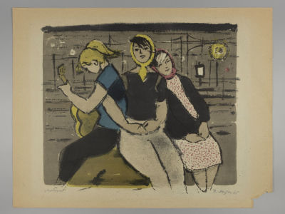 Матюх В. Подруги. 1965. Литография. Размер 46х60 см. Подписана карандашом в правом нижнем углу. 