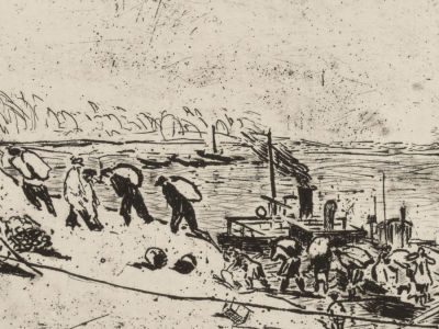 Матюх В. Грузят. Офорт. Размер изображения 10,3х13,5 см. Печать 2020. Размер листа 21х30 см. 